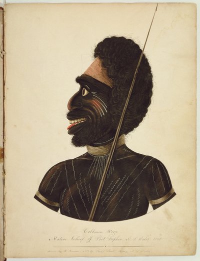 Cobbawn Wogi, inheemse hoofdman van Port Stephen, NSW, 1820 door Richard Browne